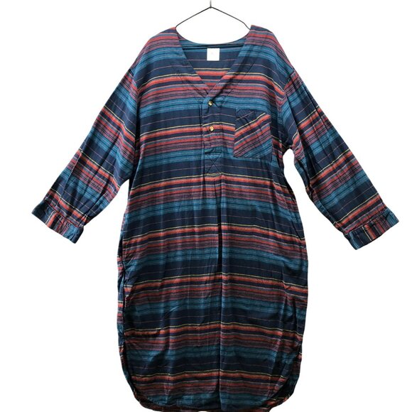 Andrew Scott Flannel Pajama Nightshirt Mens XL Pockets Blue Lightweight Sleep - Picture 1 of 8